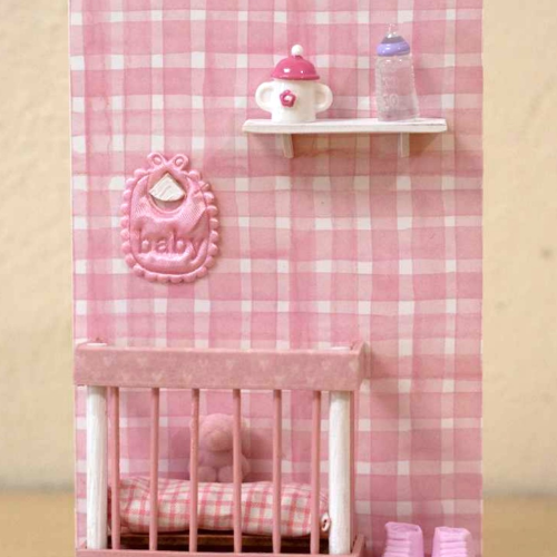 BIGLIETTO DI AUGURI CON MINIATURE FATTO A MANO PER NASCITA BIMBA BIGLIETTO DI AUGURI CON MINIATURE FATTO A MANO PER NASCITA BIMBA