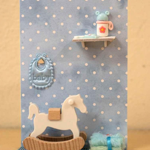 BIGLIETTO DI AUGURI CON MINIATURE FATTO A MANO PER NASCITA BIMBO BIGLIETTO DI AUGURI CON MINIATURE FATTO A MANO PER NASCITA BIMBO