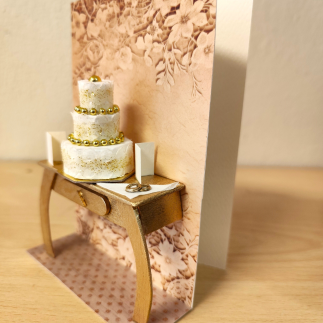 BIGLIETTO DI AUGURI CON MINIATURE FATTO A MANO PER MATRIMONIO