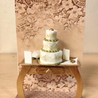 BIGLIETTO DI AUGURI CON MINIATURE FATTO A MANO PER MATRIMONIO